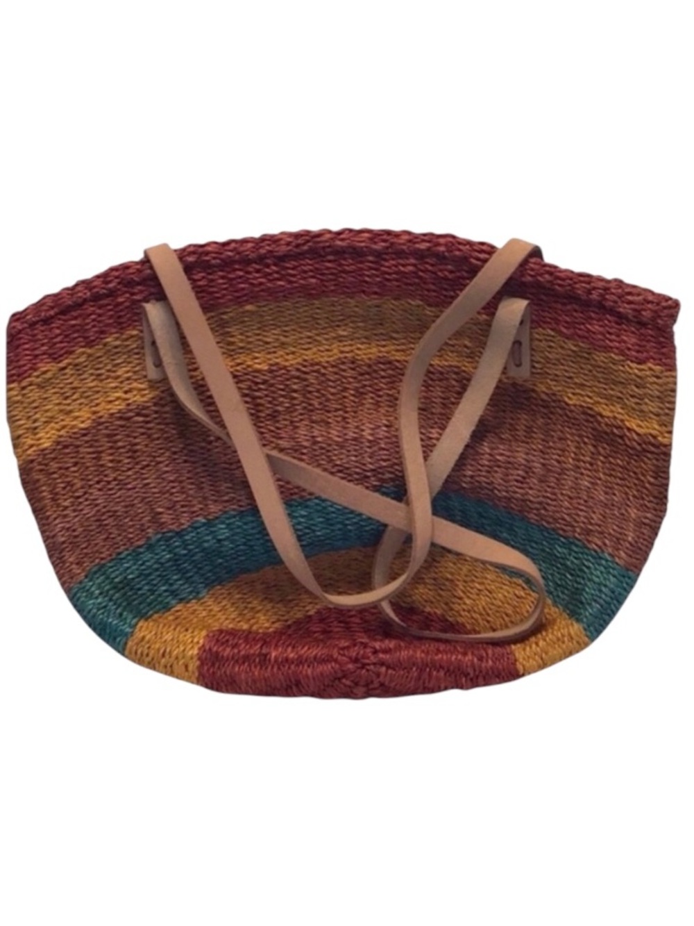 Anton Brand Woven Straw Large Tote Bag.  Multicolored. Pre owned.
